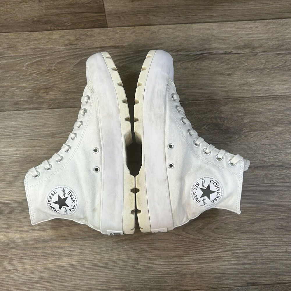 Converse Chuck Taylor Women's 9 All Star‎ Hi Top Platform Sneakers White Lugged - Picture 5 of 9